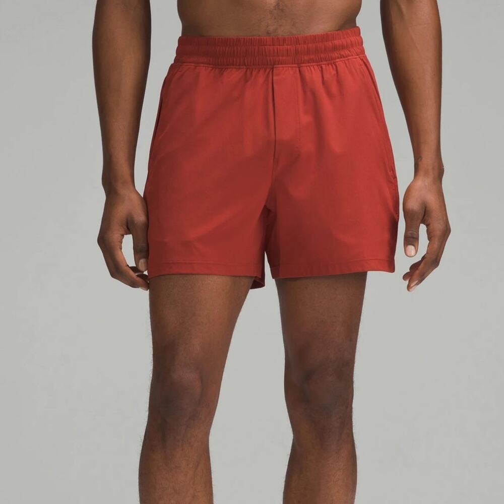 Lululemon Pace Breaker Linerless Short Workout Large M7AQES Terra Orange Red EUC - Picture 2 of 16